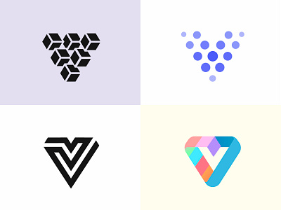 Logo V Minimal Exploration Set 1 brand design gradient letter logo logotype minimal monogram