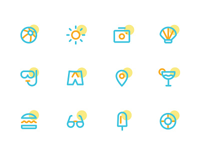 Icons Minimal Summer design fun icons minimal summer ui vector