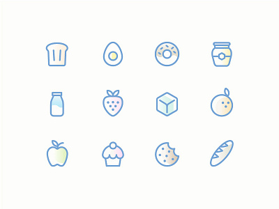 Minimal Dejeuner Icons breakfast design donuts drink eggs gradient icons line minimal