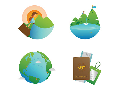 Closer look at icons made for conceptual Travel Network App
