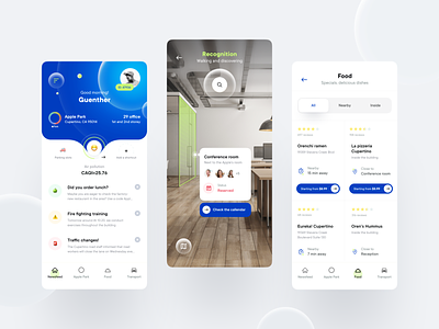 Smarffice - smart office concept app ai app ar cards clean concept design flat minimal mobile object recognition search smart smart app smart office ui ux