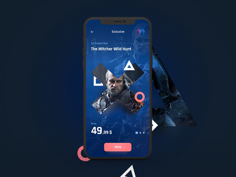 PlayStation Game Store - Concept App 7ninjas animation cd projekt details gallery game app interface ios market mobile motion playstation principle product redesign slider sony swipe visual witcher