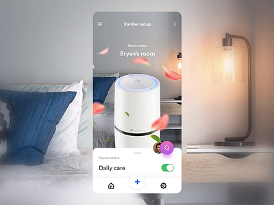 Air Purifier - Smart Home App 7ninjas air condition air control air purifier animation app assistant concept interaction interactive interface ios motion principle smart home smart house swipe transitions