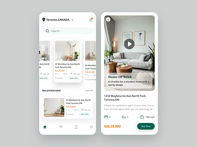 Real Estate Mobile App Design app app design clean home house housing minimal properties real estate ui ui design uiux ux web design