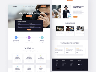 Private Investigation company landing page design app landing page design private investigation security ui uiux web web design