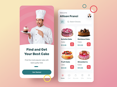 Cake App UI design app birthday app birthday cake cake cake app cake shop clean ui cookies cookies app food app foodies foodies app minimalist mobile mobile app mobile ui shopping ui uiux ux