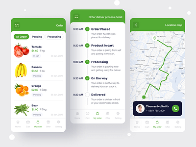 Grocery app product tracking screen business card e commerce groceries grocery app grocery online grocery store grocery tracking screen home delivery mobile app ui ui green ui kit ui kit design uiux uiux design ux