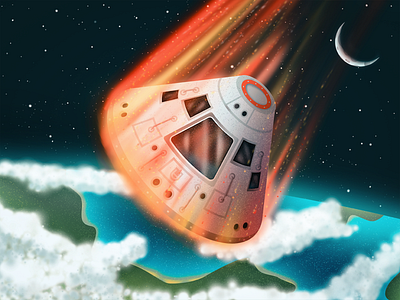 Command Module Reentry apollo astronomy command module exploration illustration reentry rocket saturn v space