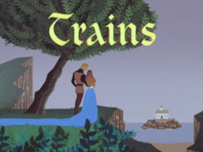 Trains 35mm animation cinematic compositing digital painting disney eyvind earle grain retro sleeping beauty trains vintage