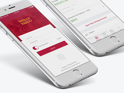 Wells Fargo iOS App Redesign app bank ios list login mobile money sign in touch id wells fargo