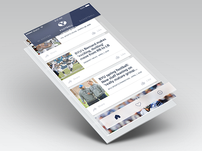 BYU Sports News App blur effect byu cards ios ios app layers mockup news perspective realistic sports