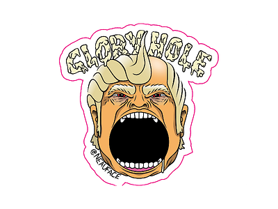 Glory Hole donald trump drawing illustration sticker vector