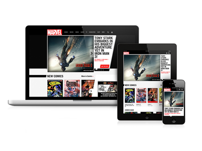 Marvel.com responsive homepage redesign