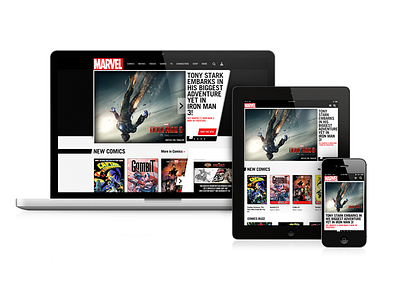 Marvel.com responsive homepage redesign