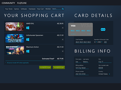 Daily UI #002 - Steam Checkout