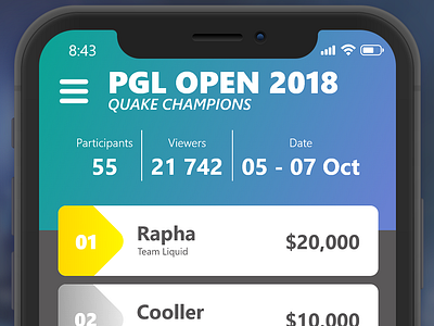 Daily UI #019 - Leaderboard app champions daily ui dailyui design esports fullscreen leaderboard quake tournament ui ux