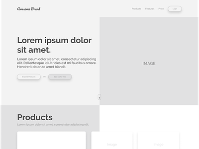 Wire-frame - Landing Page for products website