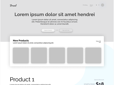 Low Fidelity - Home Page for Products