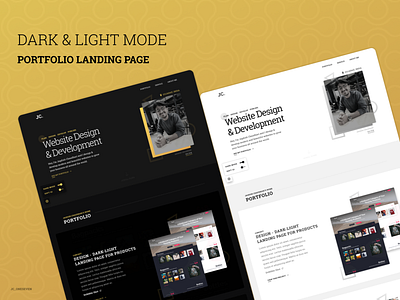 Portfolio Landing Page - Dark and Light Mode dark dark app dark theme dark ui flat ui homepage landing page light ui design uiux