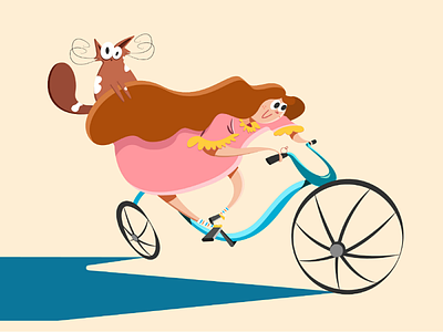 Laurie goes cycling children illustration