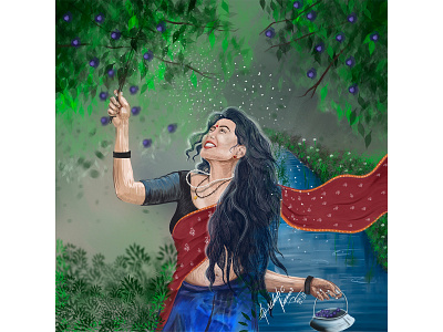 Enjoy the simple things in your life art creative design drawing kerala nature painting procreateapp women