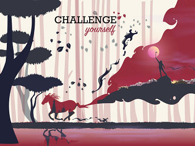 Challenge Yourself adobe illustrator challenge challenges creative design gradients illustrations trees vector illustration