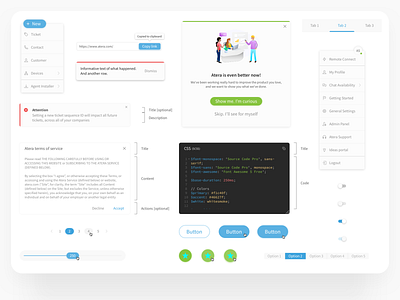 Atera's Design System atera buttons callout codebox designsystem dialog dialog box dropdown fab inputfield slider snackbar switcher tabs
