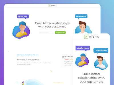 Landing page for Atera