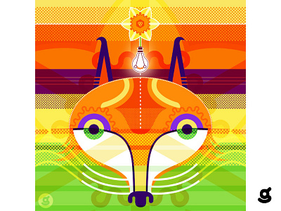 Thinking Fox 2d animal animals bold branding character concept conceptual art conceptual design design flat icon illustration vector