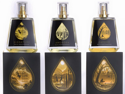 Each Drop Tells a Story branding design fragrance illustration illustrator packaging papercut papercutting perfumery ruth mastenbroek