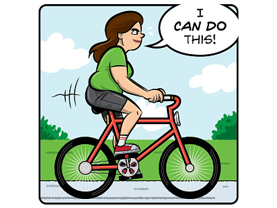 I Can Do This! bicycle biker cartoon comic strip cyclist determined panel