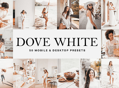 50 Dove White Lightroom Presets LUTs color cool design download effect elegant free lightroom lightroom mobile lightroom preset modern pattern present print texture white