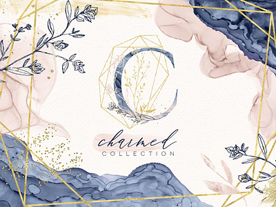 Charmed Ink Collection branding color design elegant fabric fabric pattern gold gold ink illustration ink ink texture ink textures logo modern pattern print texture textured textures watercolor