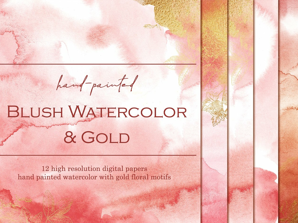 Blush Watercolor Gold Digital Papers Hand Painted Textures Cm 1 By Texture On Dribbble