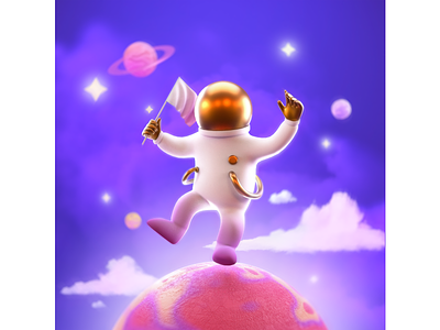Astronaut 3d colors creative design illustration render space