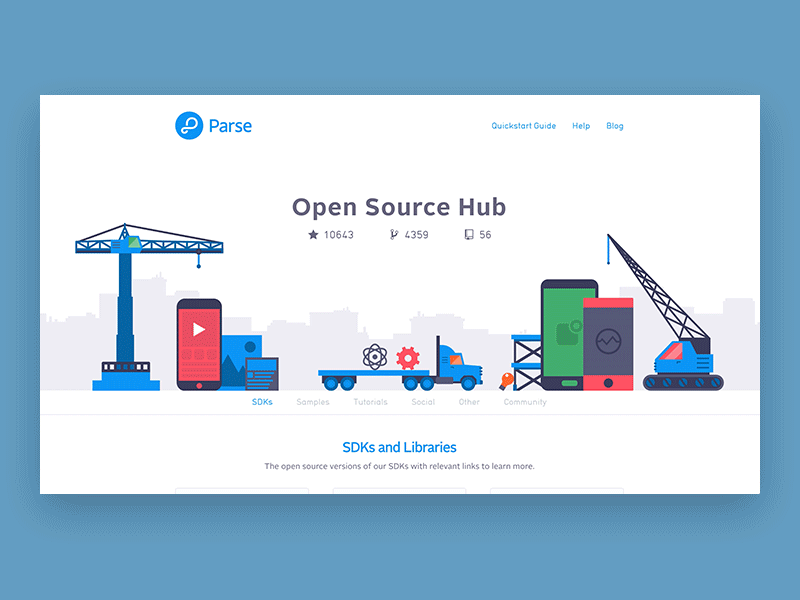 Open Source Hub animation construction header illustration open source