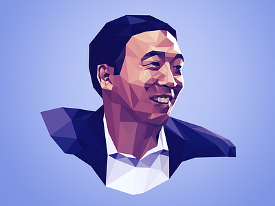 Lowpoly portrait of Andrew Yang