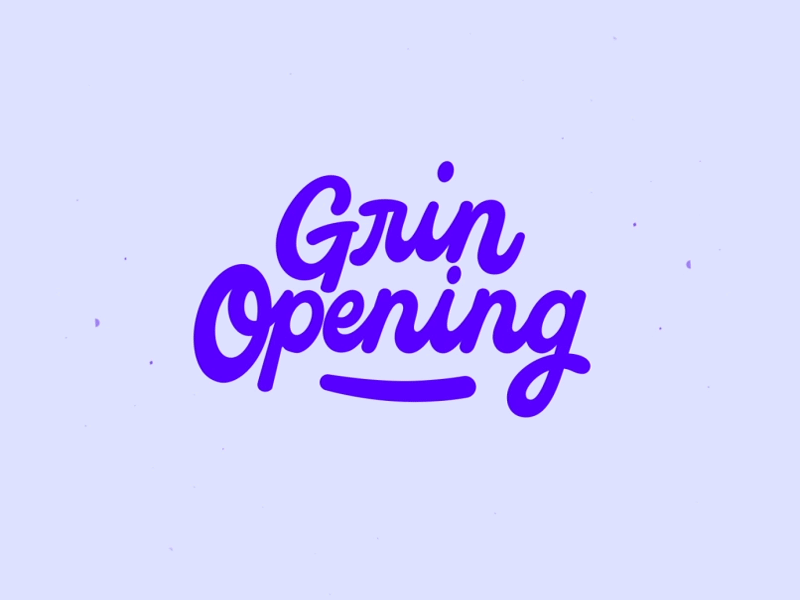 Grin Opening animation branding design illustration lettering type typography vector
