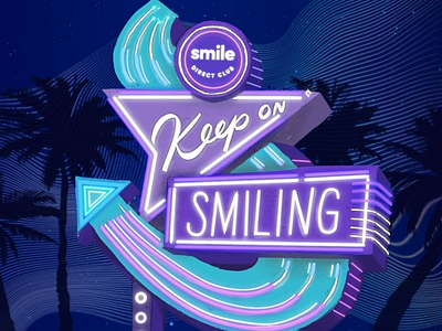 Keep on Smiling - Neon animation branding design illustration lettering light neon night typography vector
