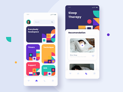 Meditation & Sleep App Exploration app branding design exploration flat icons meditate sleep texture ui