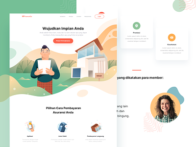 Insurance Illustration and Landing Page andingpage desktop flat gradient home homepage house icons illustration illustrations insurance pattern protection web