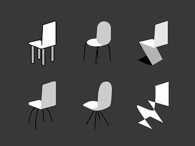 Ceci n'est pas une la chaise black and white chair composition design forms illustaror illustration pipe signs vector