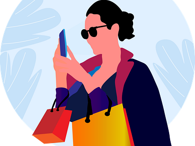 Girl with phone design fashion girl graphic design illustraion phone shopping
