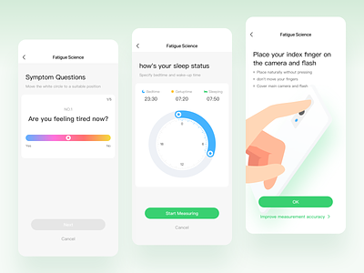 Fatigue Science Test UI branding color design fatigue science illustration logo ue ui ux 向量 图标 应用 界面 色彩 设计