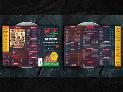 Supreme Pizza Restaurant Menu Design branding design digitalart food menu graphic design menu menu design menu layout photoshop pizza restaurant restaurant restaurant branding restaurant menu
