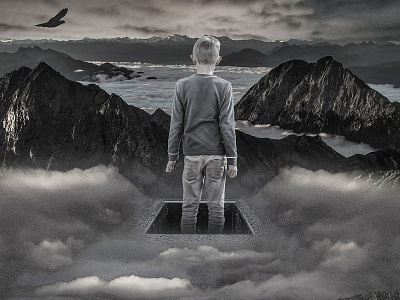 Escape adobe albumcover art artwork behance clouds dark design digitalart mountain photomanipulation photoshop ps scifi surreal