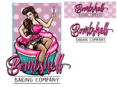 Bombshell Baking Company baking cupcakes illustration logo design logo designer logodesign retro design