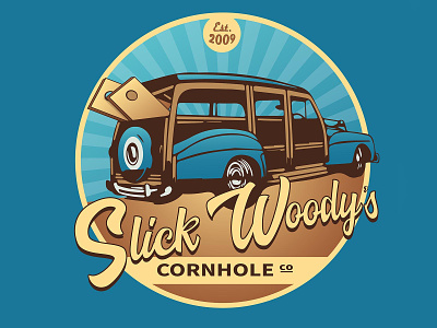 Slick Woody's Vintage Logo Design branding california cornhole design illustration logo logo design logo designer surf vector woody