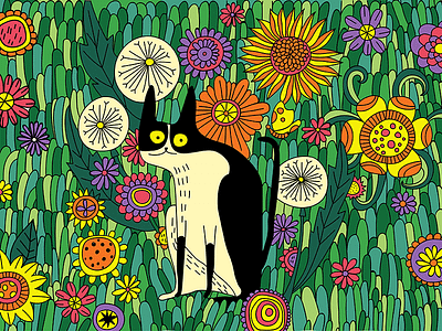 Cat cat drawing illustration illustrator print textile vector
