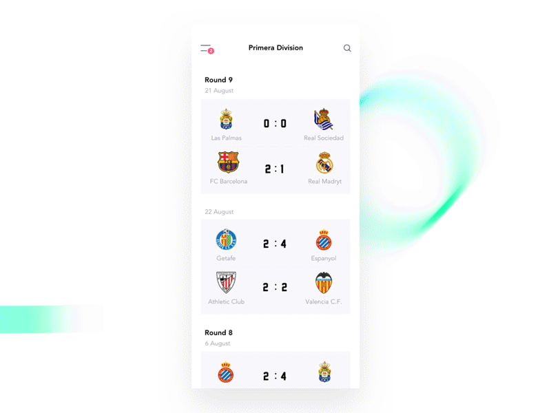Football app - Animation animation app fifa iphone minimal mobile soccer table ui world cup
